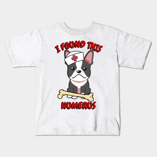 Funny french bulldog tells a lame joke Kids T-Shirt